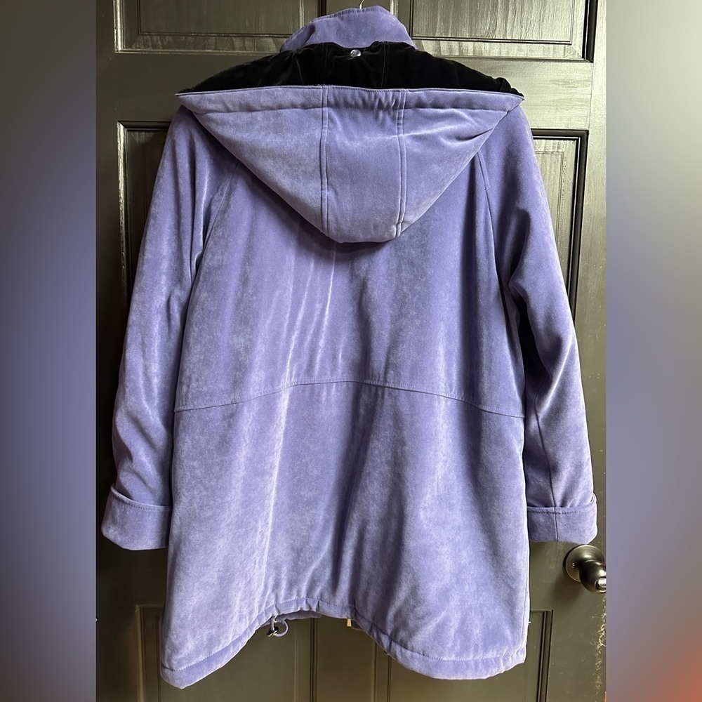 Fleet Street Purple Faux Suede Coat With Detachable Hood Women's Size Medium - Picture 5 of 16